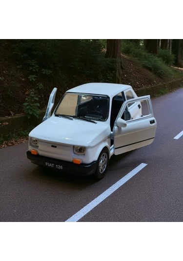Nostaljik Metal Çek Bırak Beyaz Fiat 126 Araba Kapılar Açılır Diğer