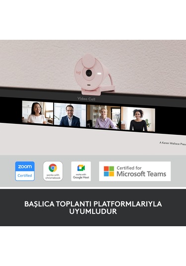 Logitech Brio 300 Full HD Webcam - Pembe 960-001448