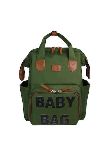 Stylo Monaco Baby Bag Baskılı Anne Bebek Bakım ve Sırt Çantası Haki