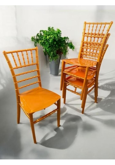 4 Adet Tifany Düğün Organizasyon Bahçe Ve Mutfak Sandalyesi Gold Gold