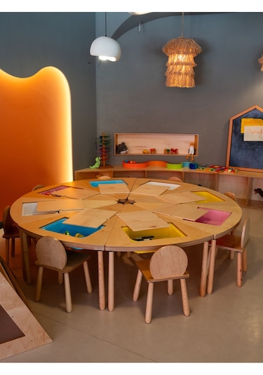 Woodnjoy 8 Parçalı Üçgen Etkinlik Masası 8 Kişilik Kahverengi