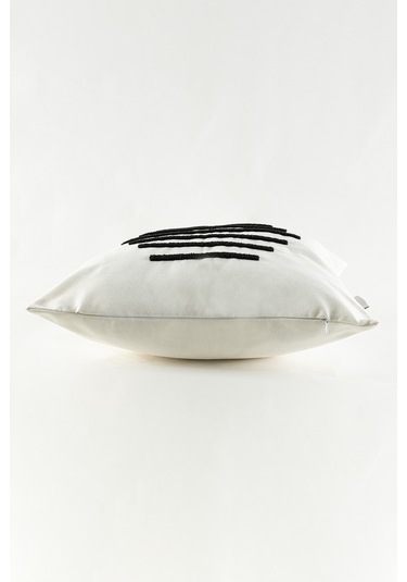 Koza Home Craft Siyah Çizgi Desenli Boncuk Elyaf İç Dolgulu Kırlent 43 X 43 Standart