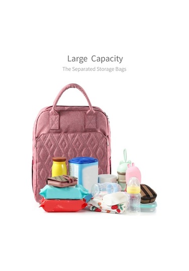 Novahub Moveevo 6 Cepli Bebek Sırt Çantası - Bez, Mama, Kıyafet - Gül Kırmızı Kırmızı