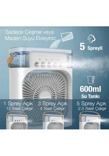 600 Ml Ultrasonik Hava Nemlendirici Buhar Makinesi Ve Aroma Difüzörü Ve Buzlu Klima Rgb Işıklı
