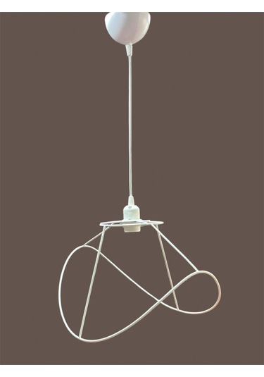 Yaprak Avize Teli , İskeleti Orta Boy 44x31 Cm Beyaz Statik Boyalı Duy Takımı Dahil Beyaz