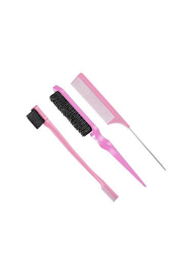 Suntek 3 Parçalı Kenar Ve Arka Bakım Fırçası Seti Pembe