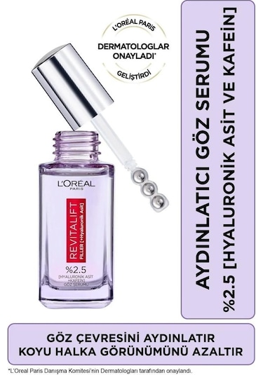 L'Oréal Paris Aydınlatıcı Göz Serumu 30 ML + Kırışıklık Karşıtı Serum 30 ML + Revitalift Filler Dolgunlaştırıcı Tonik 200 ML