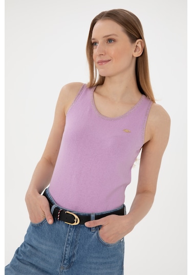 U.S. Polo Assn. Kadın Lila Bisiklet Yaka Triko Tişört 50306480-VR034