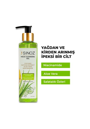 Sinoz Akne ve Siyah Nokta Karşıtı Arındırıcı ve Tazeleyici Yüz Temizleme Jeli 250 ML