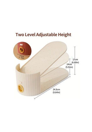 Fochsia Fildişi Beyaz Ve Kırmızı-kahverengi 10 Adet Katlanır Ayakkabı Askılığı, Dikey Çizgili, Altın Halkalı, Şık Ve Tasarruflu. Fildişi Beyazı Taban + Kahverengi-kırmızı İnsert