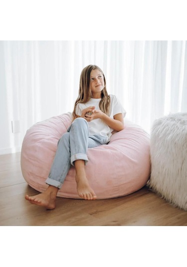 Good Night 12 Renk Gök Kuşağı Puf Armut Koltuk 100x100x50cm Pudra