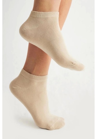 Bambu Kadın Krem Patik Dikişsiz Premium Çorap 3 Lü Paket