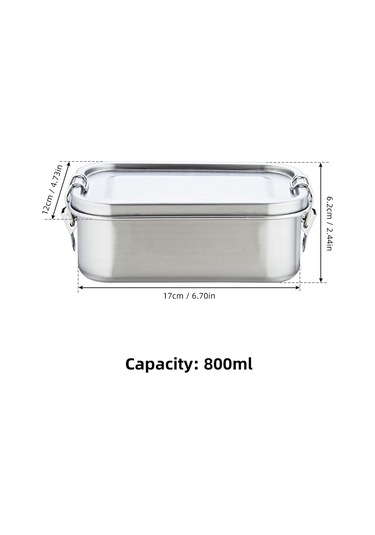 Tenfowee Paslanmaz Çelik 2 Bölmeli Pratik Yemek Kabı - 800ml Mikrodalga Ve Bulaşık Makinesine Uygun