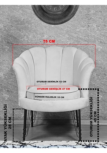 Tekli İstiridye Krom Kaplama Telli Ayak Çay Seti Koltuk Tekli Ber Çok Renkli