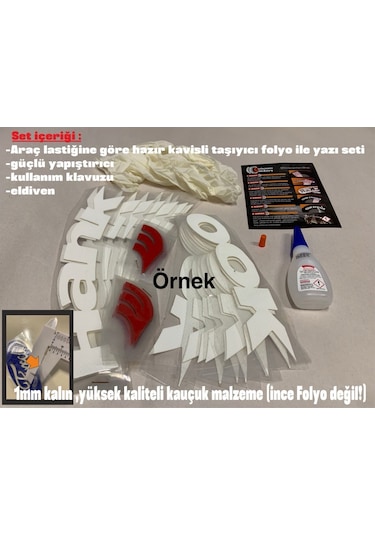 Hankook Lastik Yazısı Araç Lastik Stikeri 8 Adet