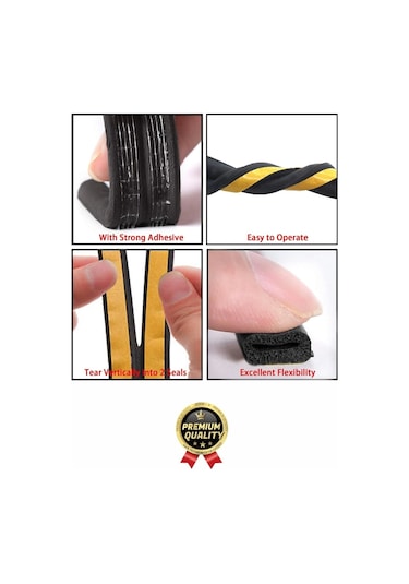 Güçlü Kendinden Yapışkanlı Kapı Pencere Soğuk Hava Geçirmez Yalıtım İzolasyon Siyah Fitil 4 Metre Diğer