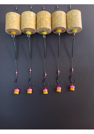 Sazan Rig Küspe Aparatlı Çift Renkli Mısır Rig Takımı 5’li Set