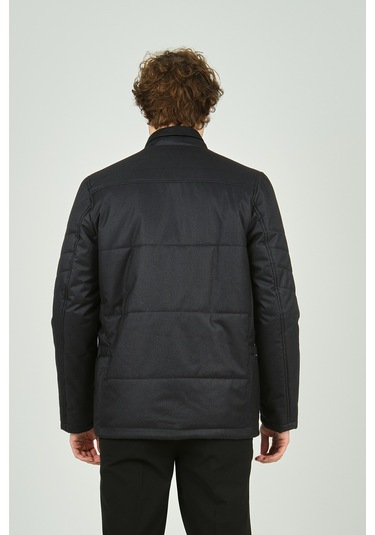 Lucas Erkek Hakim Yaka Fermuar Ve Çıtçıt Kapamalı Kaban 4784 Siyah Siyah