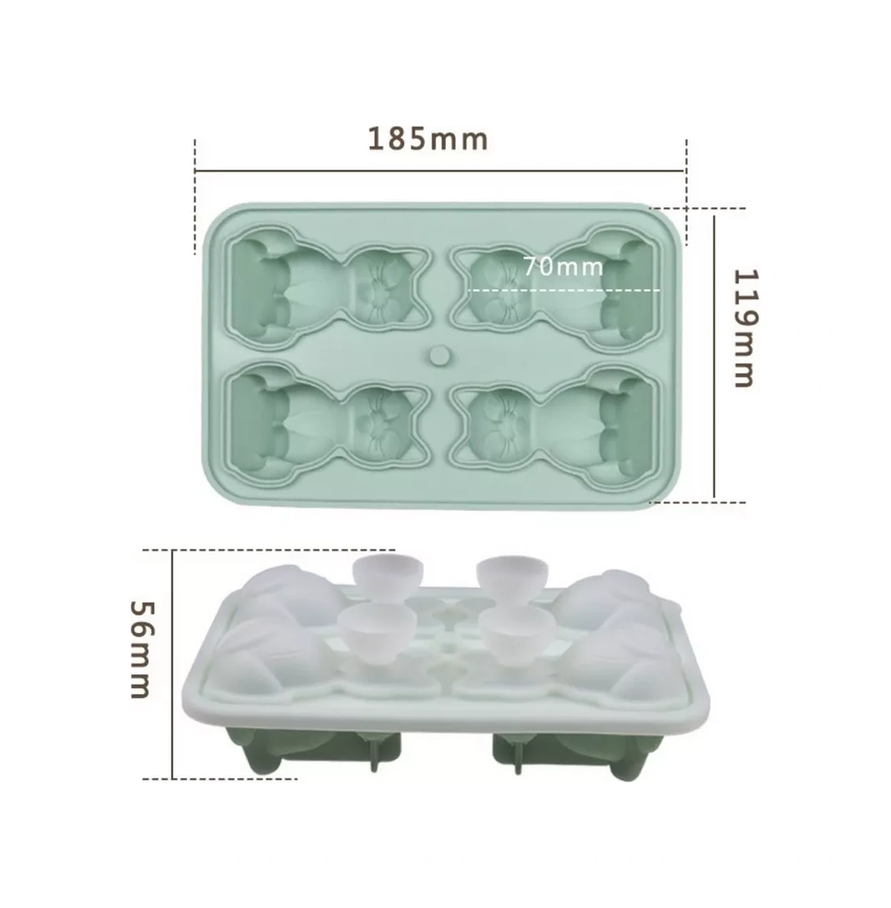 Muse Home Store Kapaklı Silikon Kedi Buz Kalıbı 209111271 Naneli