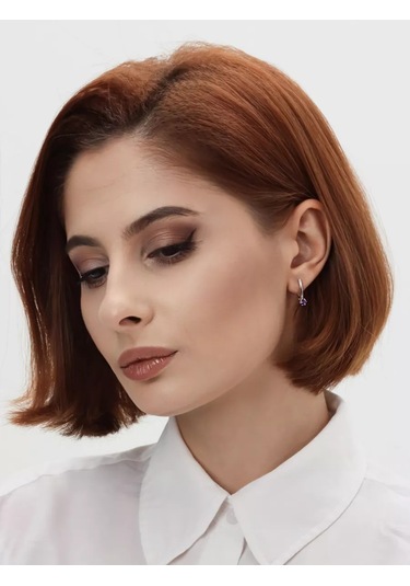 Uvelirnye Tradicii 925 Ayar Gümüş Doğal Ametist Küpeler 217134642 Pembe