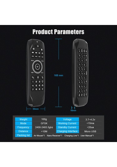Maiyame Havada Kullanılabilen 2.4g Kablosuz Klavye - Ses Kontrolü Ve Arka Aydınlatmalı 112 Karakter