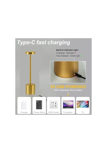 Basit Dokunmatik Sensörlü Led Masa Lambası Şarj Edilebilir Masa