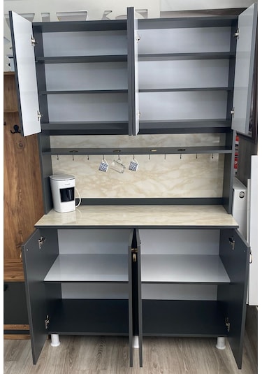 Rmr Kahve Köşesi Mdf Kasa Mdf Kapak Antrasit - Beyaz