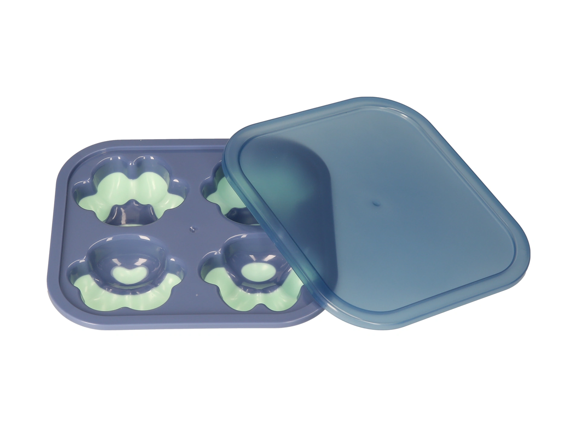 Kosona Kedi Pençe Şekilli Silikon Molde - Kapaklı Buzluk, Çikolata, Jelatin, Şekerleme Yapım Kalıbı Mavi Çok Renkli