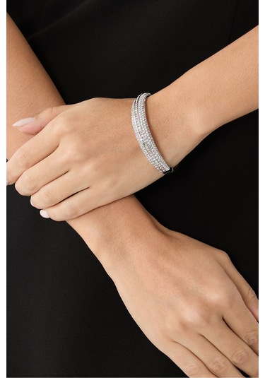 Pave Bracelet, Gökkuşağı Taşlı Kadın Bileklik Gümüş