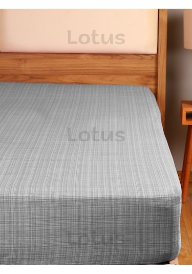 Fırça Desen Ranforce Lastikli Fitted Çarşaf Takımı Tek Kişilik Yastıklı Gri