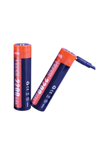 Profisher 18650 2200 mAh 3.7V Li-Ion Koruma Panolu Led Işıklı Şarj Edilebilir Pil