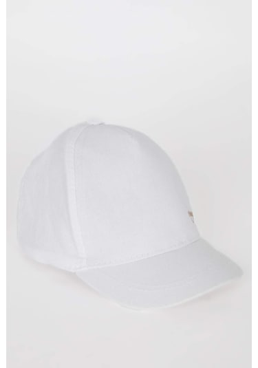 DeFacto Kız Bebek Nakışlı Keten Karışımlı Cap Şapka D6882A525SMER83 Ekru