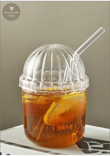 Kubbe Şekilli Oval Cam Kapaklı Isıya Dayanıklı Pinterest Çizgili Mika Bardak Cam Pipet Şefaf