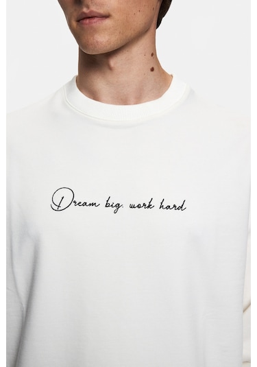 Twn Slim Fit Ekru Düz Sweatshirt 5ece251527923 E01