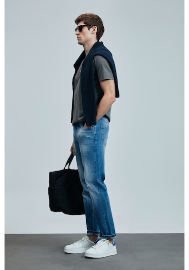 Lufian Franz Smart Jean Erkek Pantolon Slim Fit Mavi Mavi 111200196100300 Mavi