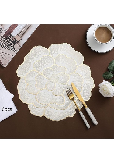 Suntek 6pcs Placemats Yemek Masası Yer Paspas Dekor Mutfak Ev Altın