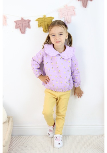 Harika Kids Kız Çocuk Orta Kalınlıkta Taytlı Takım Lila