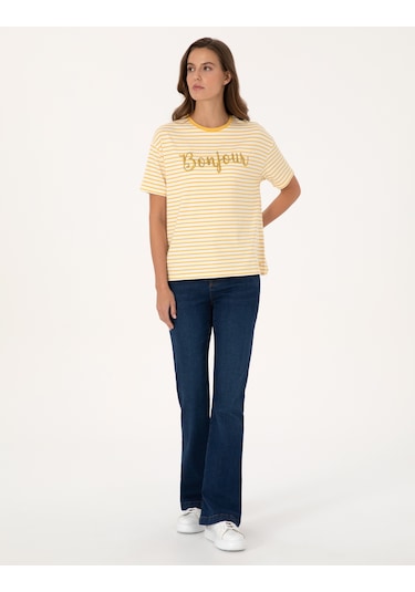 Pierre Cardin Kadın Sarı Tişört 50301458-vr044 Sari