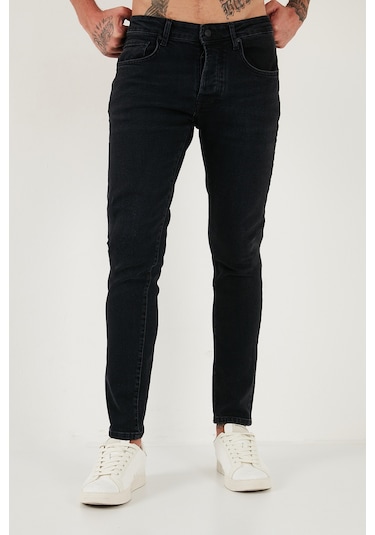 Buratti Pamuklu Slim Fit Normal Bel Dar Paça Jeans Erkek Kot Pantolon 1115C14Napoli Siyah