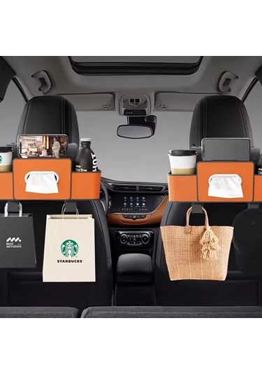 Chuangyinshop Siyah Araç Koltuğu Arkası Sünet Deri Çok Amaçlı Saklama Kutusu