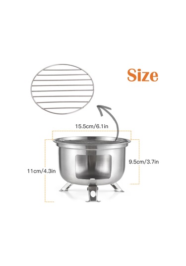 Tenfowee Taşınabilir Kamp Ocağı: Paslanmaz Çelik, 4'ü 1 Arada Izgara, Haşlama, Kaynatma Ve Fırınlama İçin. Gümüş