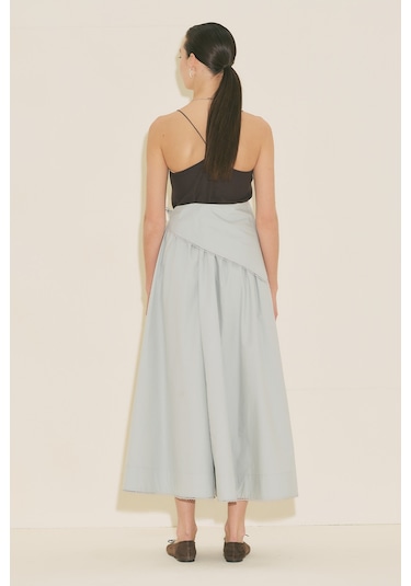 Manuka Önü Düğmeli Poplin Etek Mavi Ss26etk00001-22 Mavi