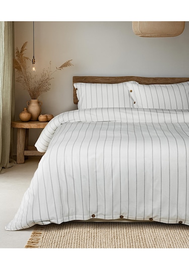 Cotton Collection Tek Kişilik Çizgili Nevresim Seti Rayuna Renkli