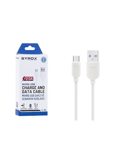 Syrox C65 2.0A Micro USB Şarj Ve Data Transfer Kablosu 1.2 M (291227413)