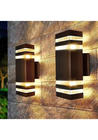 Springsun Siyah Modern Dış Cephe Led Duvar Lambası, İki Yönlü Işık, Su Geçirmez, Bahçe/portakal, E27 10w Ampul Dahil, 1 Adet