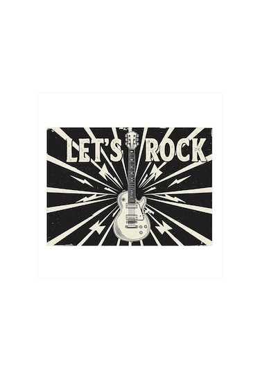 Rock Ve Gitar Posteri Modern Ahşap Tablo