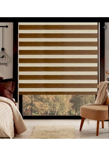 Kahverengi Bambu Zebra Stor Perde Altı Düz