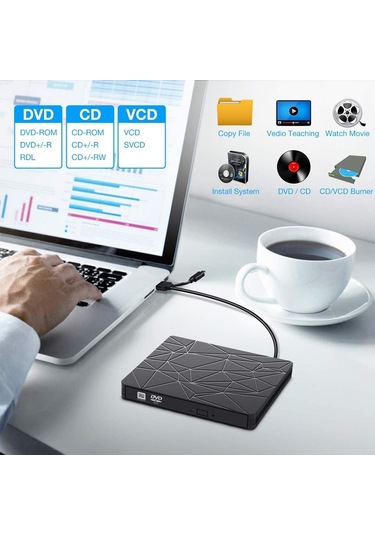 Sones Usb 3.0 Type-c Dvd Sürücüsü Sürücüsüz Yüksek Hızlı Okuma Yazma Kaydedici Cd Yazıcı Harici Dvd-rw Oynatıcı