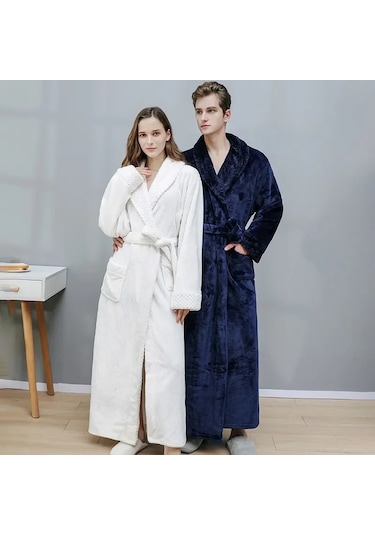 Kadın Sonbahar Ve Kış Sıcak Uzun Mercan Kadife Kalın Çift Banyo Çok Renkli