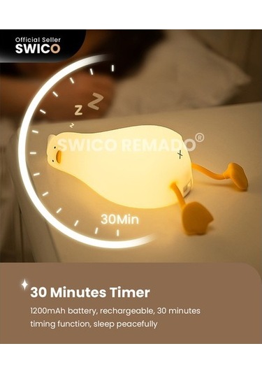 Metabagua Swico Remado Şarj Edilebilir Silikon Sevimli Ördek Gece Lambası 2bvnc3 Beyaz